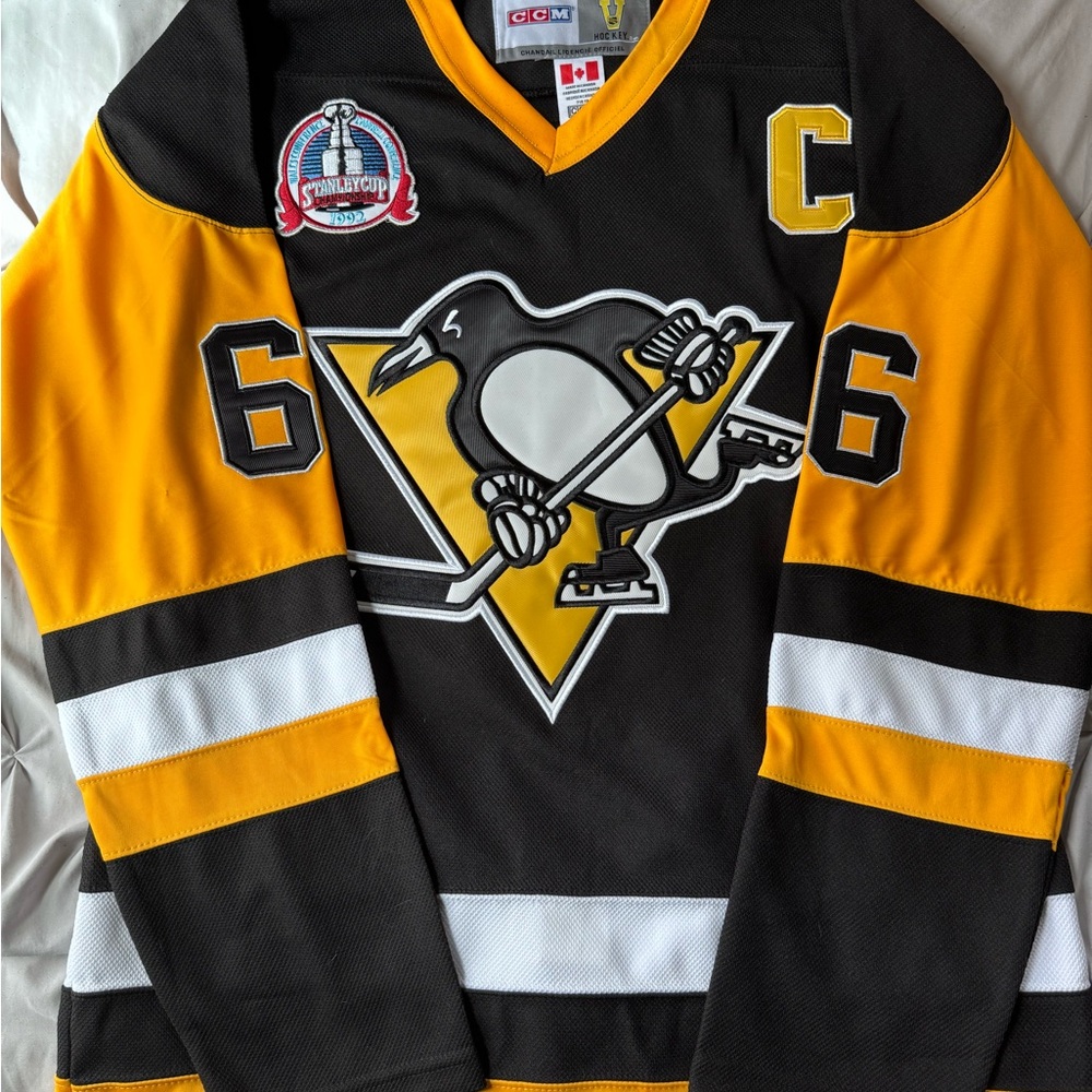 CCM Pittsburgh Penguins Captain #66 Jersey - Black, Gold & White